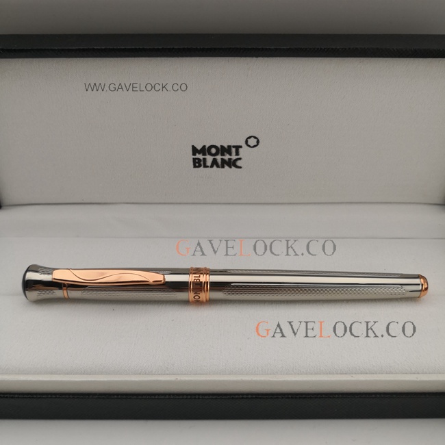 Special Edition Mont Blanc Rollerball Pen Silver and Rose Gold